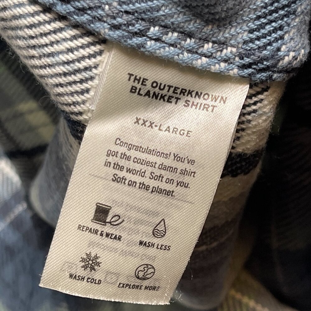 New Outerknown Blanket Shirt Blue White Heavy Organic Cotton Flannel Multi Sizes - Picture 16 of 16